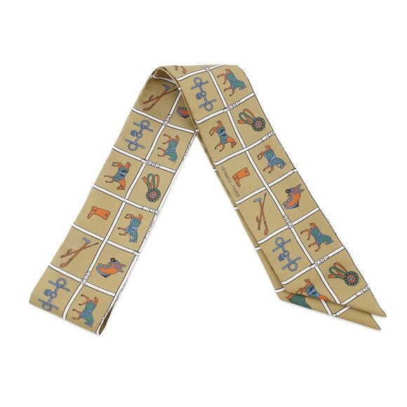 HERMES Twilly Couvertures et Tenues de jour Silk100% Mordre/Blanc/Blue - Picture 1 of 8